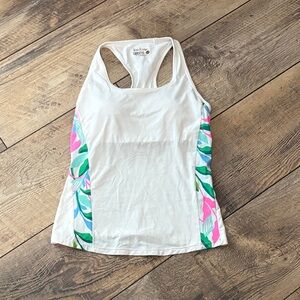 Lilly Pulitzer White Tank Top with Pink and Green Accents